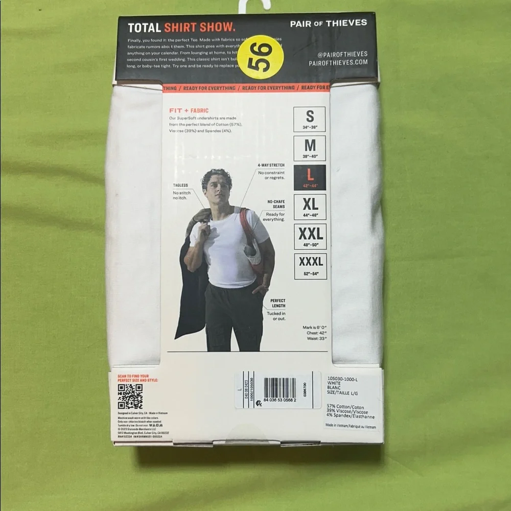 (2) pack White Classic Tee for Men-Pair of thieves-Size Large